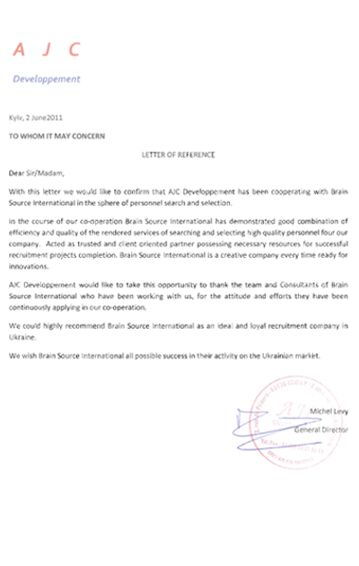 Letter of Reference by AJC